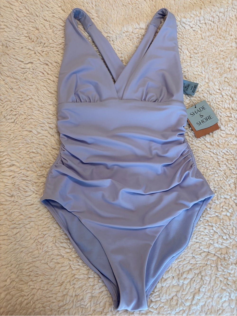 Shade & Shore Lavender One-Piece Swimsuit with V-Neck